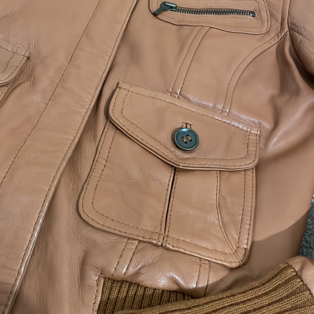 Real Leather Bomber Jacket Size 8 - Picture 2 of 8